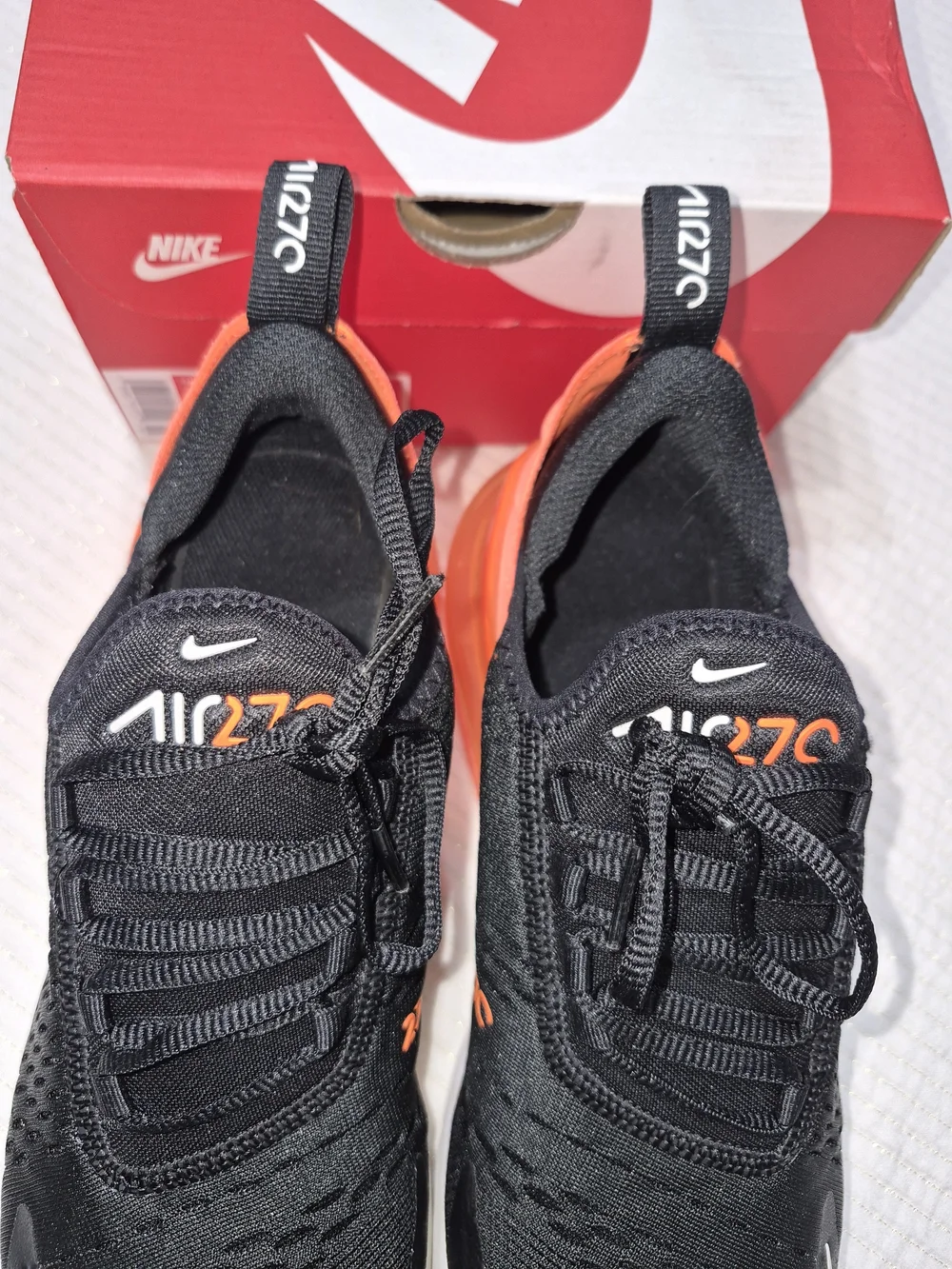 Nike Kids Air Max 270 Black & Orange Athletic Shoes